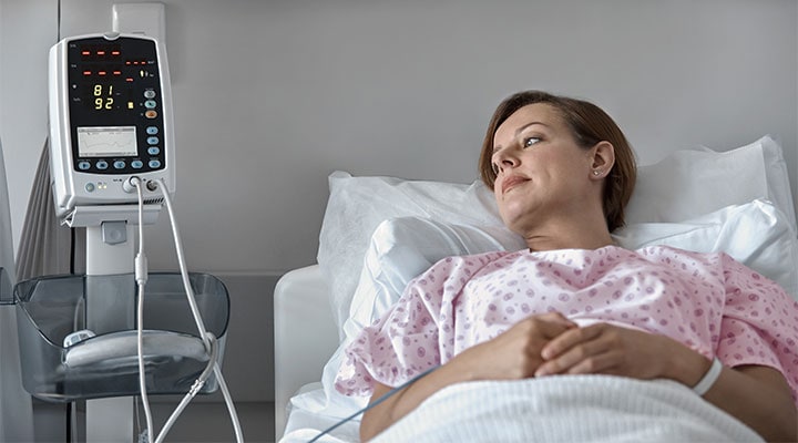 Woman in hospital