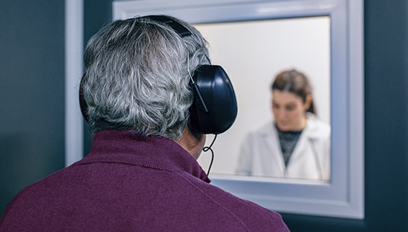 Man taking a hearing test