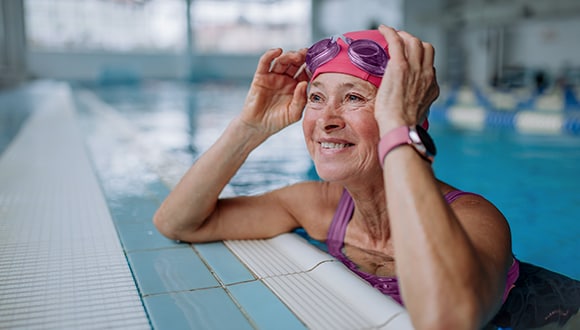 Woman swimming in the pool