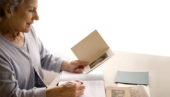 A lady reading a book