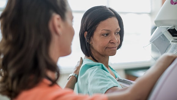 Lady getting a mammogram