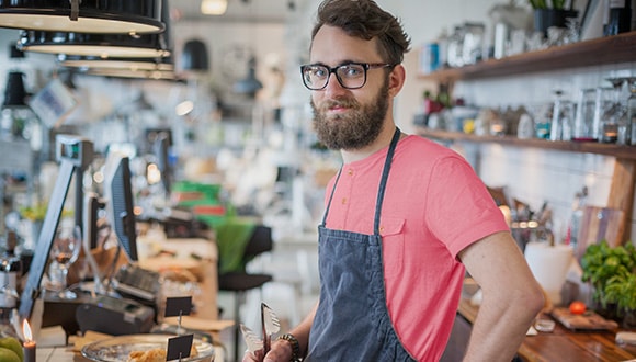 Man working in a cafe