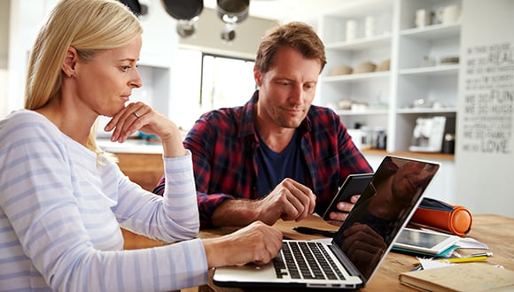 Couple researching together