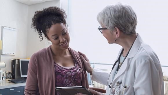 Woman speaking to her doctor about contraception options for women over 40