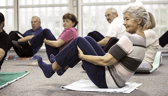 Elderly woman excercising