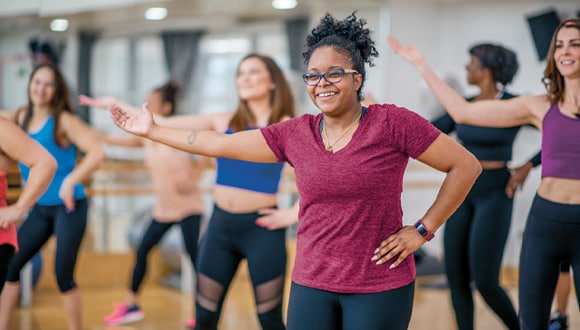 Group of women doing a workout routine