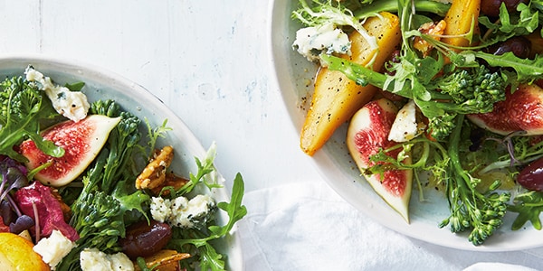 Poached Pear and Fig Salad with Caramelised Walnuts